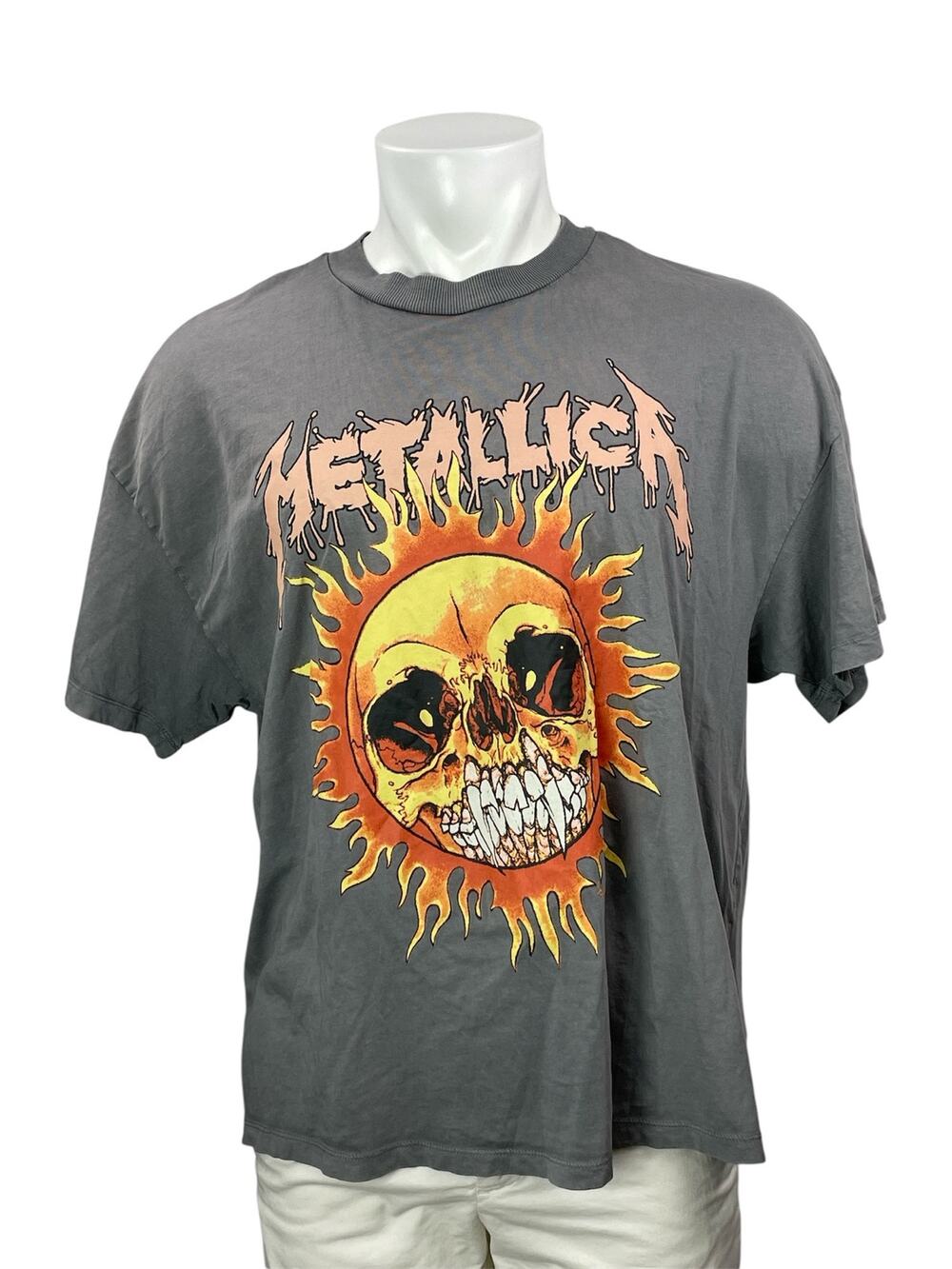 H&M Divided Men's Gray Short Sleeves Metallica Logo Graphic Tee T-shirt Top Sz S
